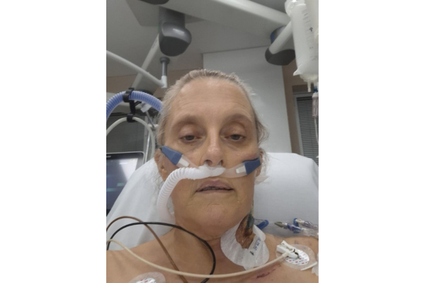 Jo Knight in ICU post liver transplant